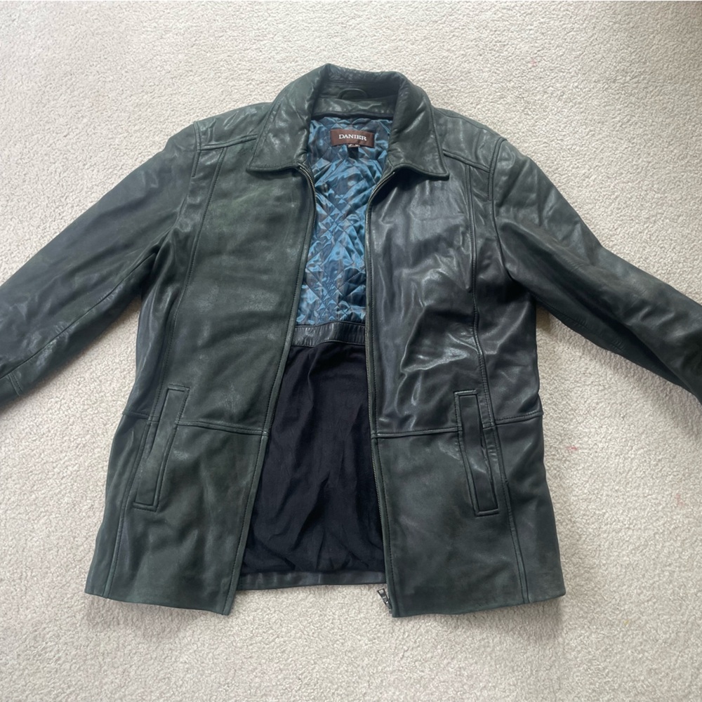 Danier Leather Jacket, Teal quilted lining